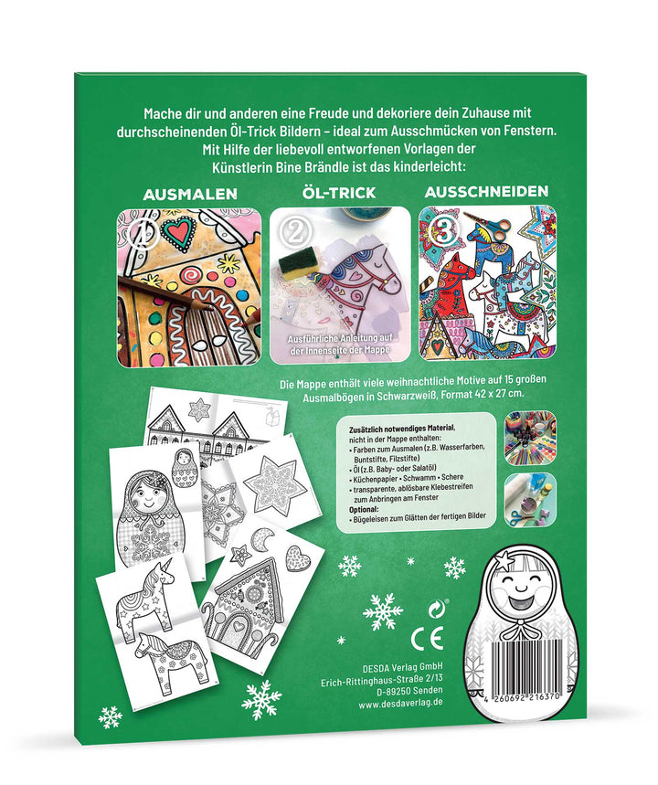 AUSMAL-VORLAGEN-SET FÜR FENSTERBILDER MIT DEM FANTASTISCHEN ÖL-TRICK Mein fröhliches Weihnachten