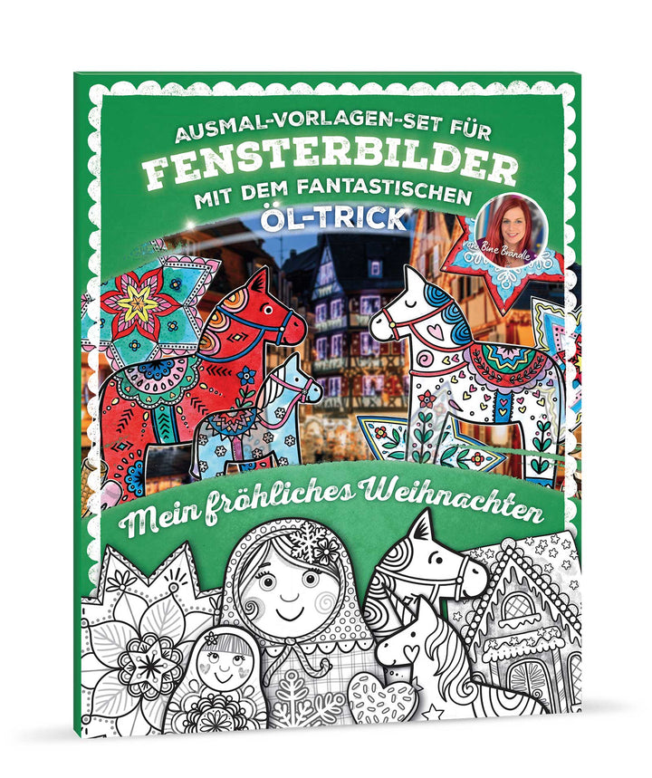 AUSMAL-VORLAGEN-SET FÜR FENSTERBILDER MIT DEM FANTASTISCHEN ÖL-TRICK Mein fröhliches Weihnachten
