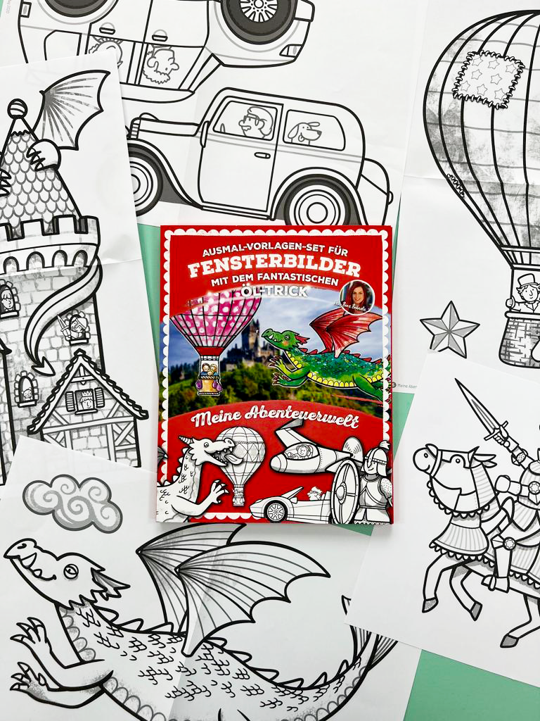 AUSMAL-VORLAGEN-SET FÜR FENSTERBILDER MIT DEM FANTASTISCHEN ÖL-TRICK Meine Abenteurwelt