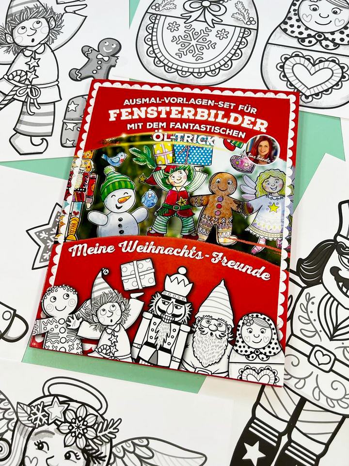 AUSMAL-VORLAGEN-SET FÜR FENSTERBILDER MIT DEM FANTASTISCHEN ÖL-TRICK Meine Weihnachts-Freunde