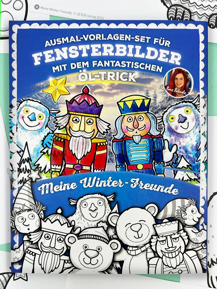 AUSMAL-VORLAGEN-SET FÜR FENSTERBILDER MIT DEM FANTASTISCHEN ÖL-TRICK Meine Winter-Freunde