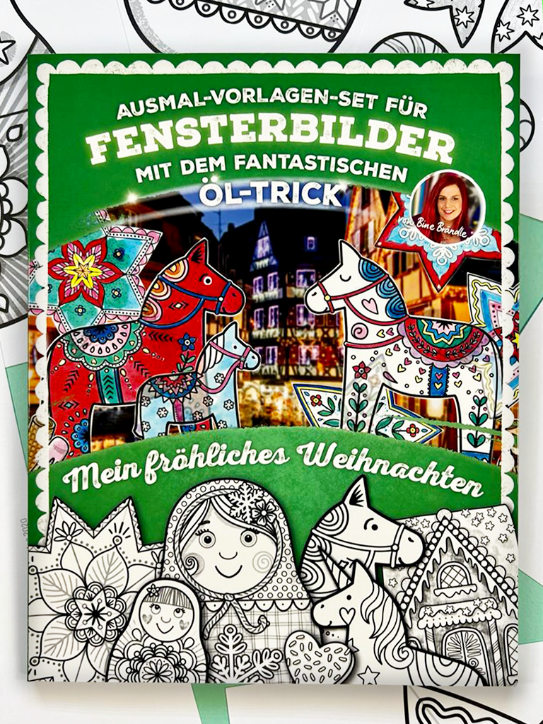 AUSMAL-VORLAGEN-SET FÜR FENSTERBILDER MIT DEM FANTASTISCHEN ÖL-TRICK Mein fröhliches Weihnachten