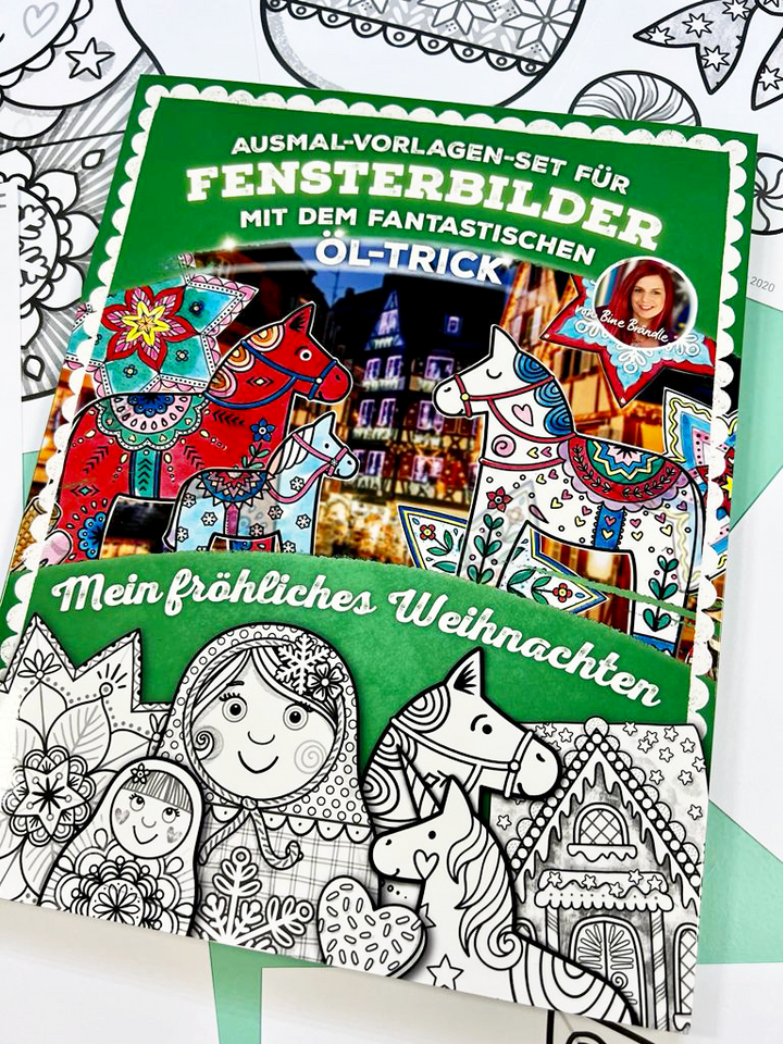AUSMAL-VORLAGEN-SET FÜR FENSTERBILDER MIT DEM FANTASTISCHEN ÖL-TRICK Mein fröhliches Weihnachten