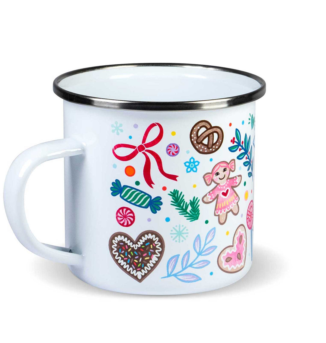 Weihnachtskonfetti Tasse aus Emaille